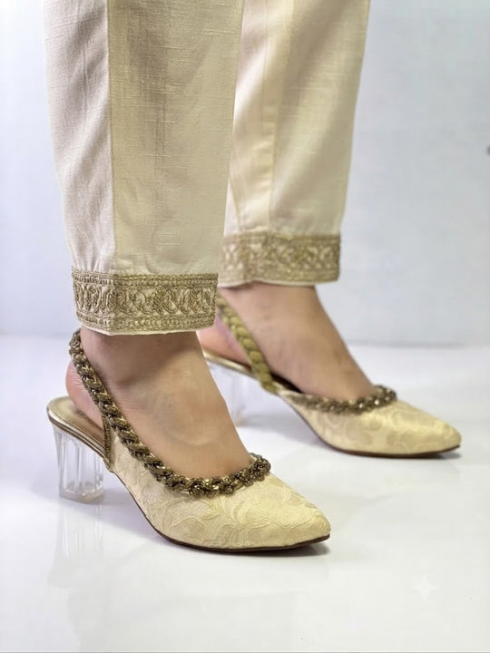 Golden Bridal heels For girls