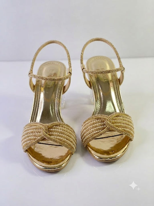 Golden Bridal Heels for Girls/women For Wedding event