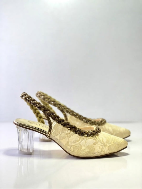 Golden Bridal heels For girls
